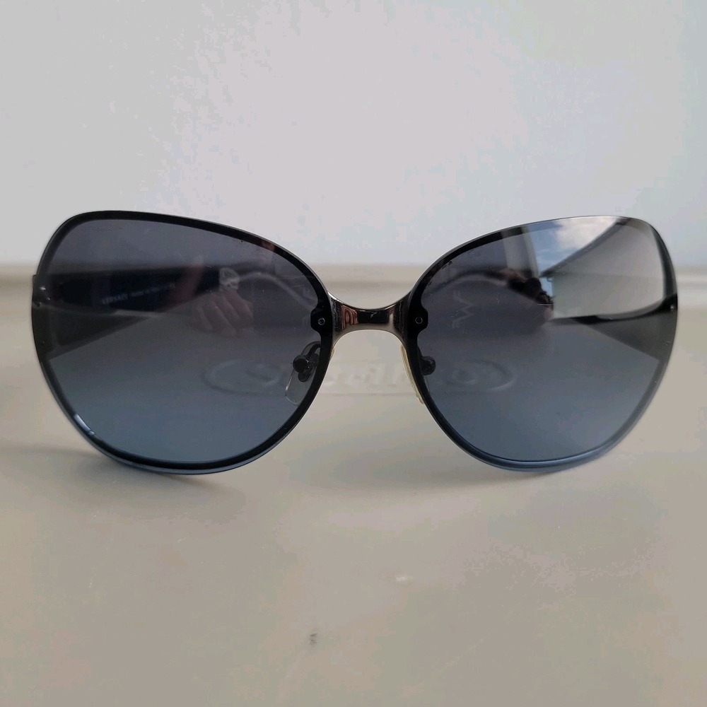 Versace Women's Sunglasses Mod 2106 Metal Frame Blue Tinted Lenses